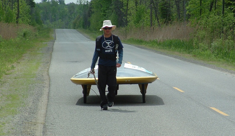 Marcelo approaching pulling solar car